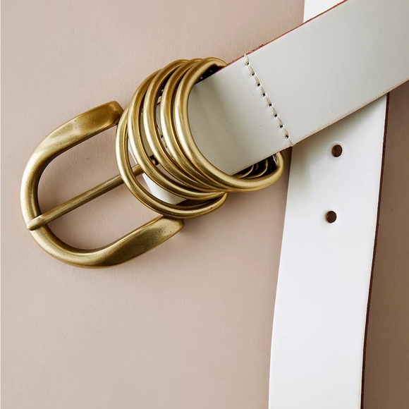 Genuine Leather Belt by Anthropologie Cream and Gold XL - Picture 3 of 7